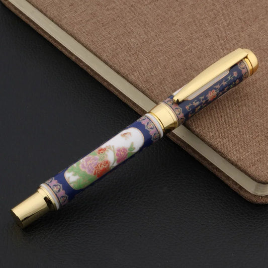 luxury quality CHINESE Blue and White Porcelain Fountain Pen peony Flower Painting Nib ink pens Stationery Office supplies new